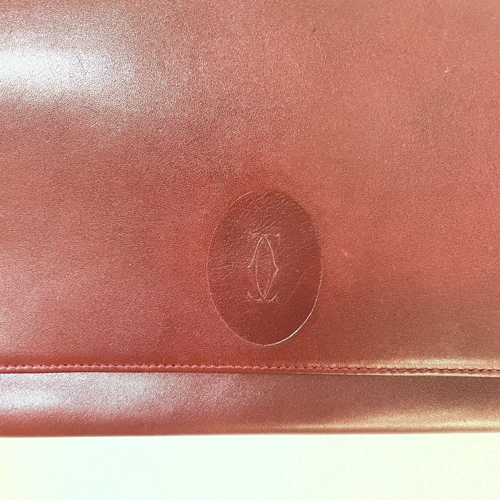 SOLD: Vintage Cartier Clutch Wine/Burgundy with Gold Hardware ❤️❤️❤️ - Picture 5 of 16